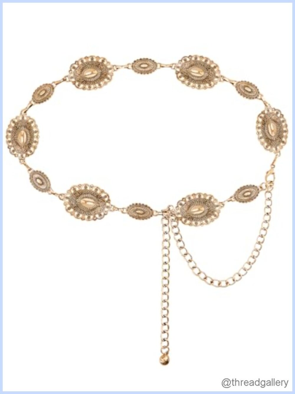 Western Metal Concho Chain Belt Adjustable Cowgirl Boho for Dress Jeans Concert